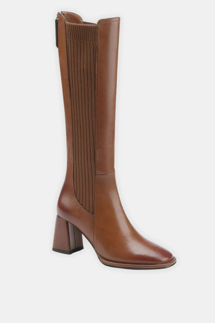 High Leather Boots Whit Zip
