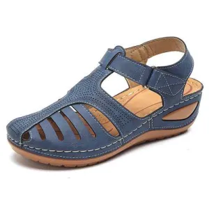 Hollow Out Hook Loop Wedges Sandals
