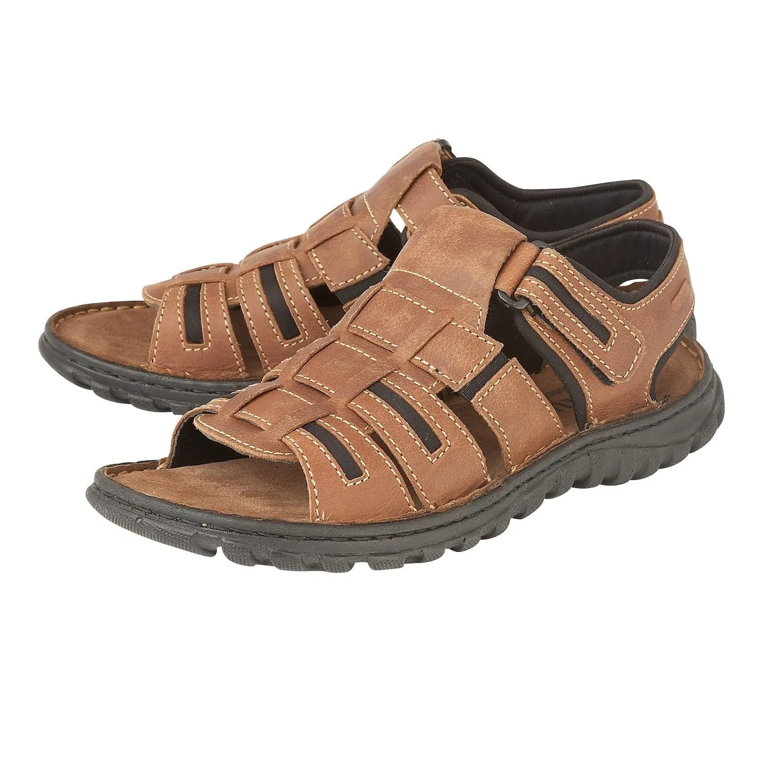 Lotus Dylan Mens Tan Leather Touch Fastening Sandals