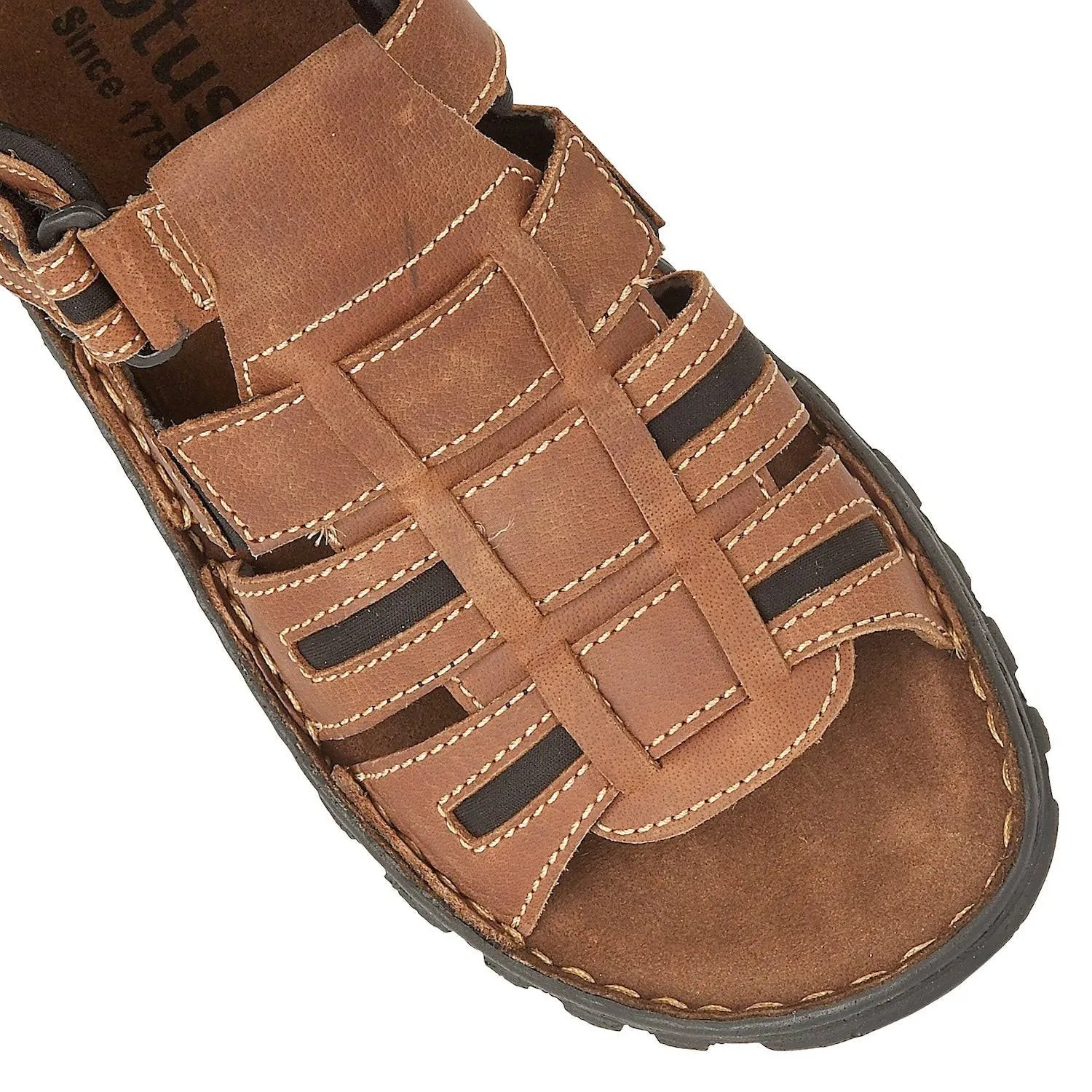 Lotus Dylan Mens Tan Leather Touch Fastening Sandals