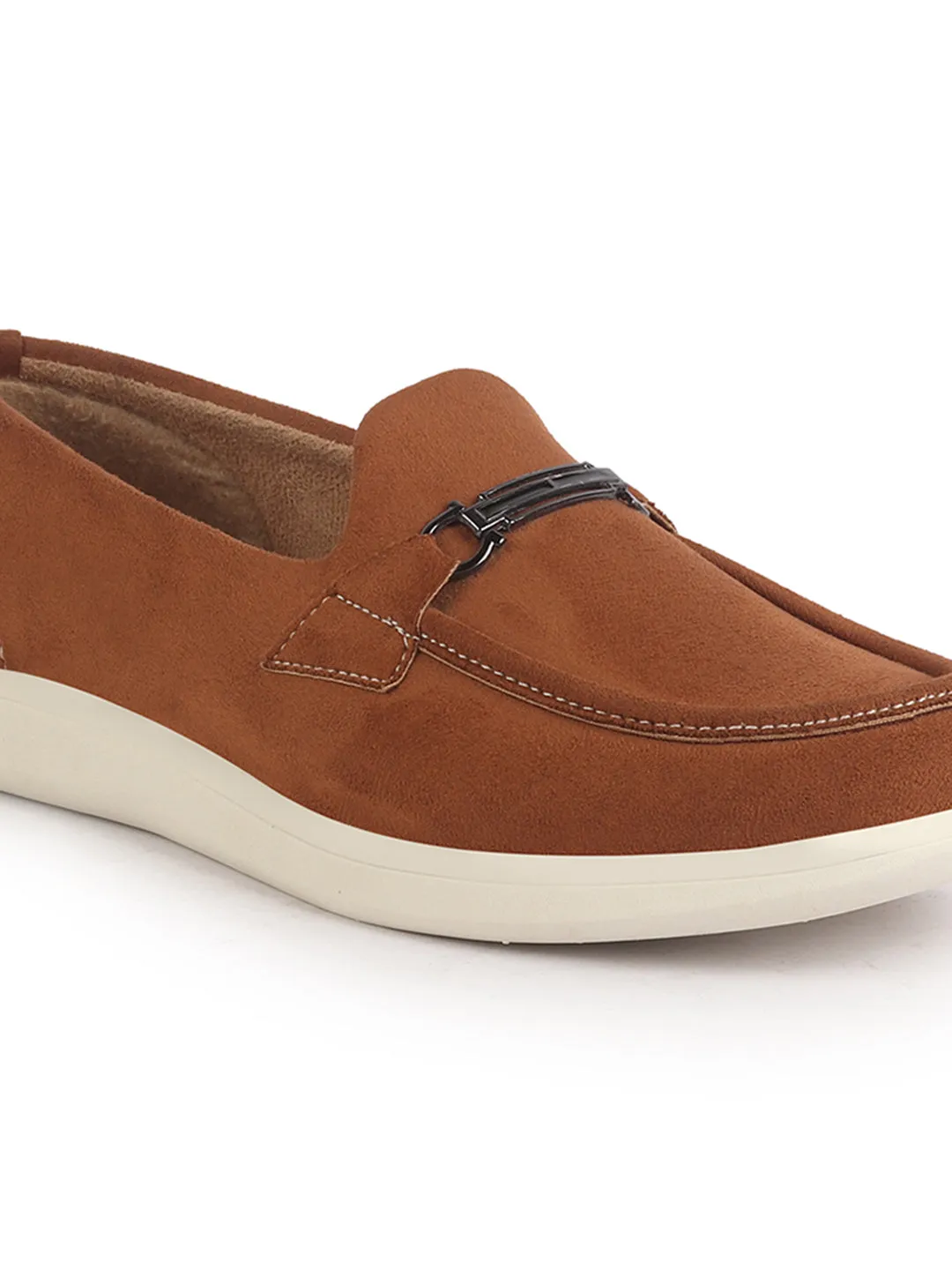 Men Tan Suede Classic Ultra Light Comfort Horsebit Buckle Slip On Casual Loafer Shoes|Memory Cushion Insole|EVA Slip On Shoe