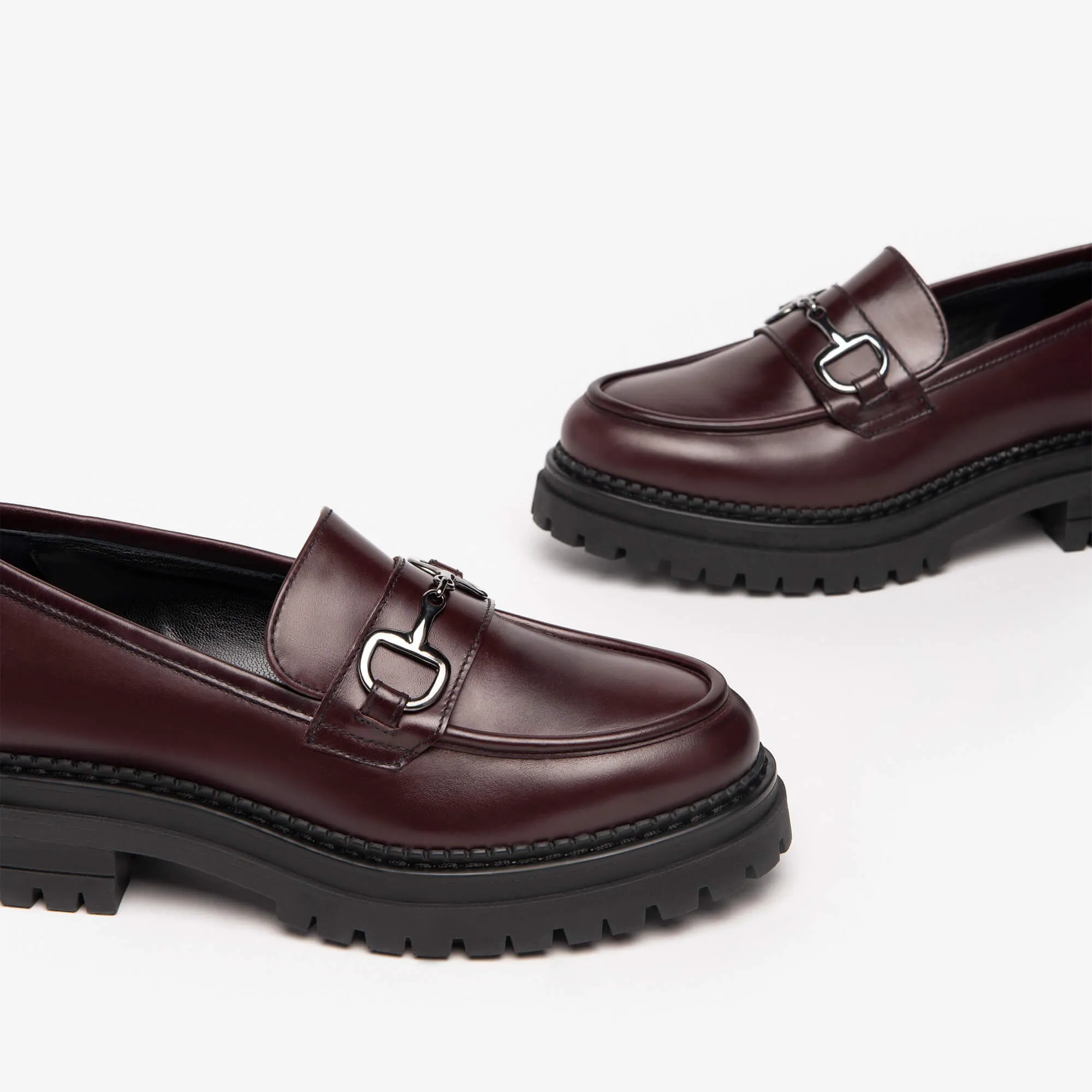 NeroGiardini Burgundy Leather Chunky Loafersy