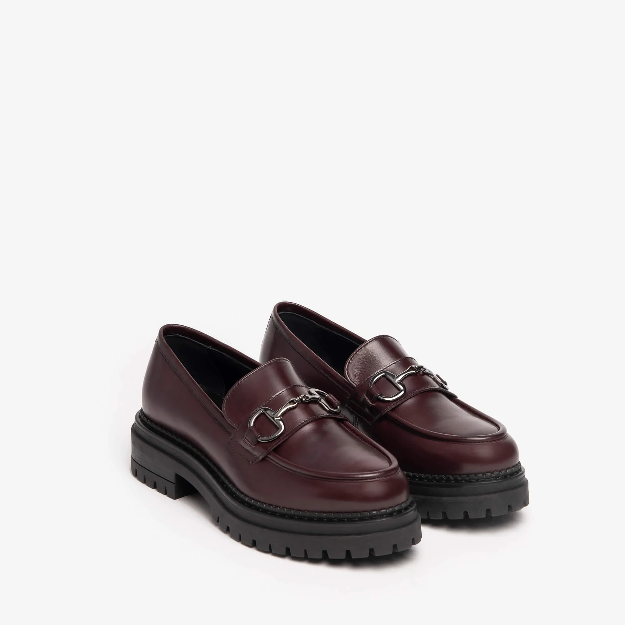 NeroGiardini Burgundy Leather Chunky Loafersy