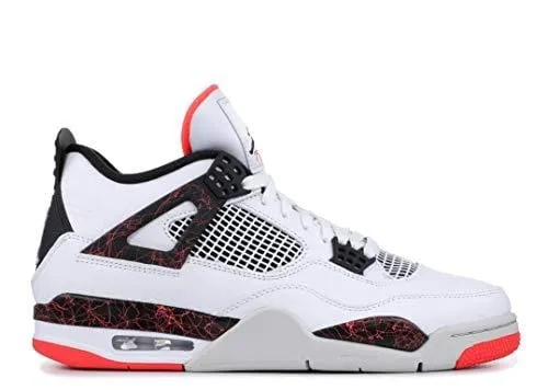 Nike Men's Air Jordan 4 Retro White/Black-Bright Crimson 308497-116 (Size: 13)