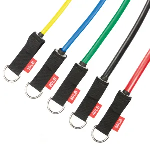 PRCTZ, 10-50lb, Resistance Tube Set with 5 Resistance Tubes, Door Anchor, Ankle Straps, and Carry Bag