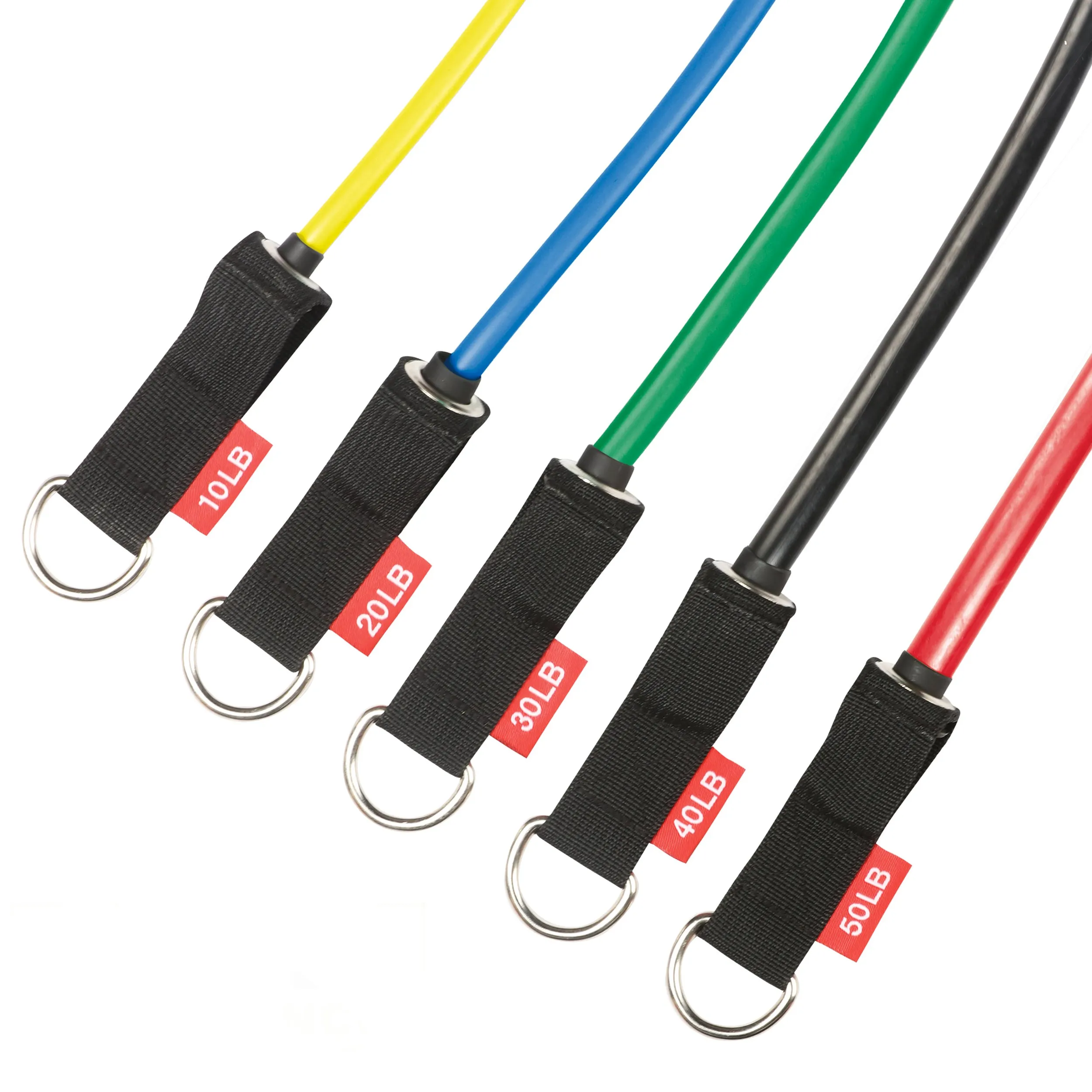 PRCTZ, 10-50lb, Resistance Tube Set with 5 Resistance Tubes, Door Anchor, Ankle Straps, and Carry Bag