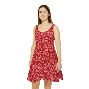 Radiant Red Floral Women's Skater Dress