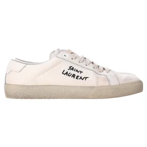 Saint Laurent Court Classic Low-Top Sneakers in White Canvas