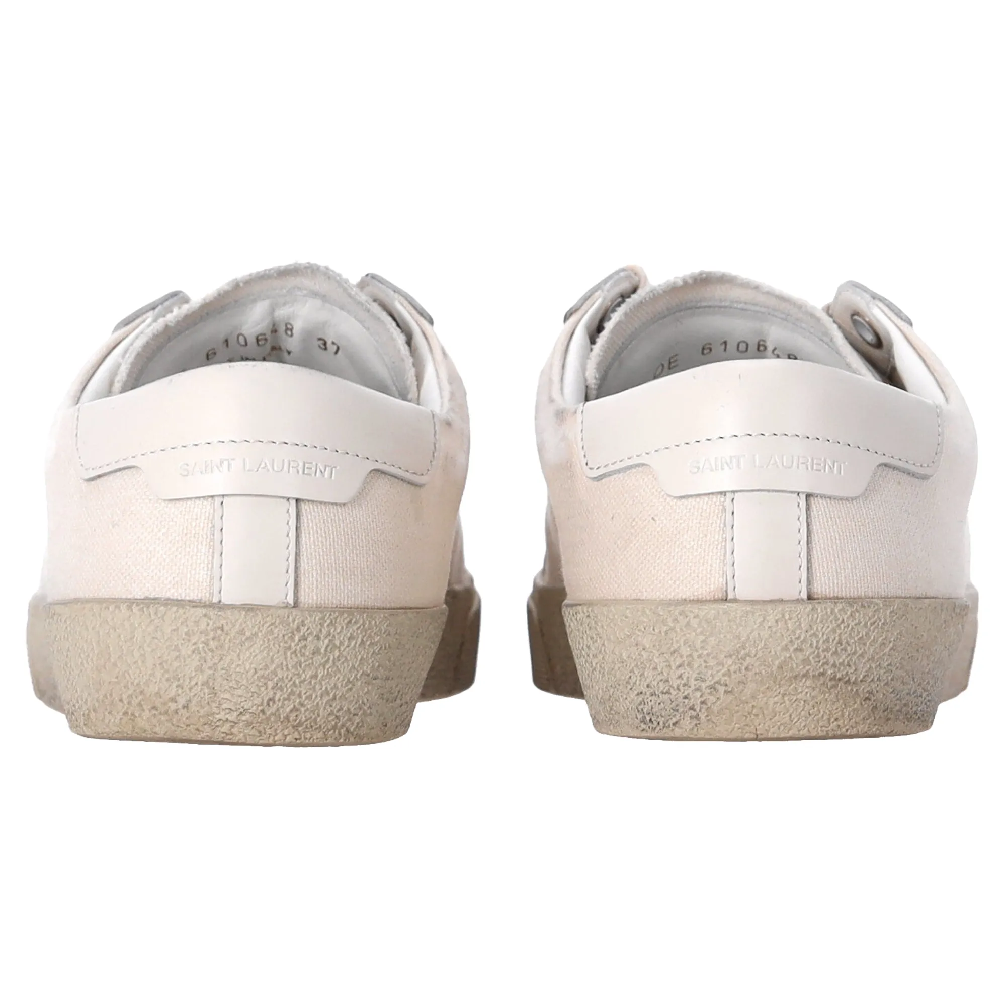 Saint Laurent Court Classic Low-Top Sneakers in White Canvas