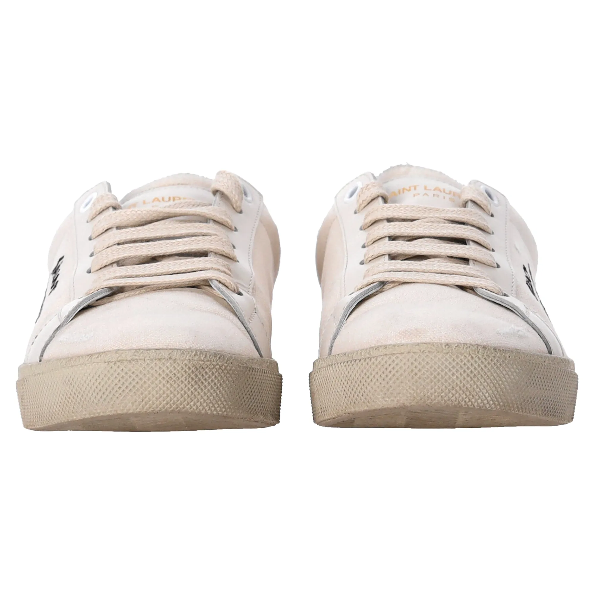 Saint Laurent Court Classic Low-Top Sneakers in White Canvas