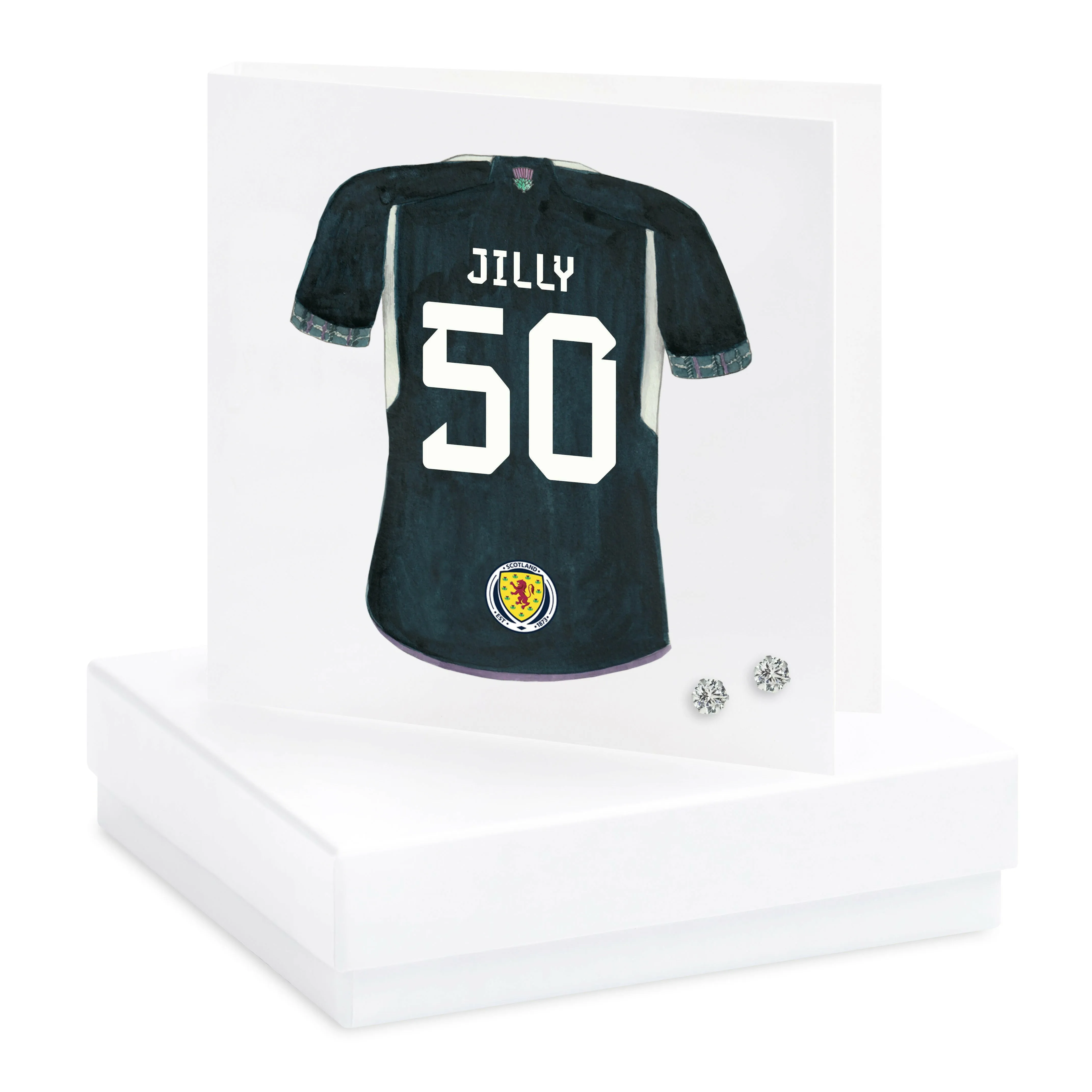Scotland Football Shirt Personalized Silver Stud Earrings - Personalization Available