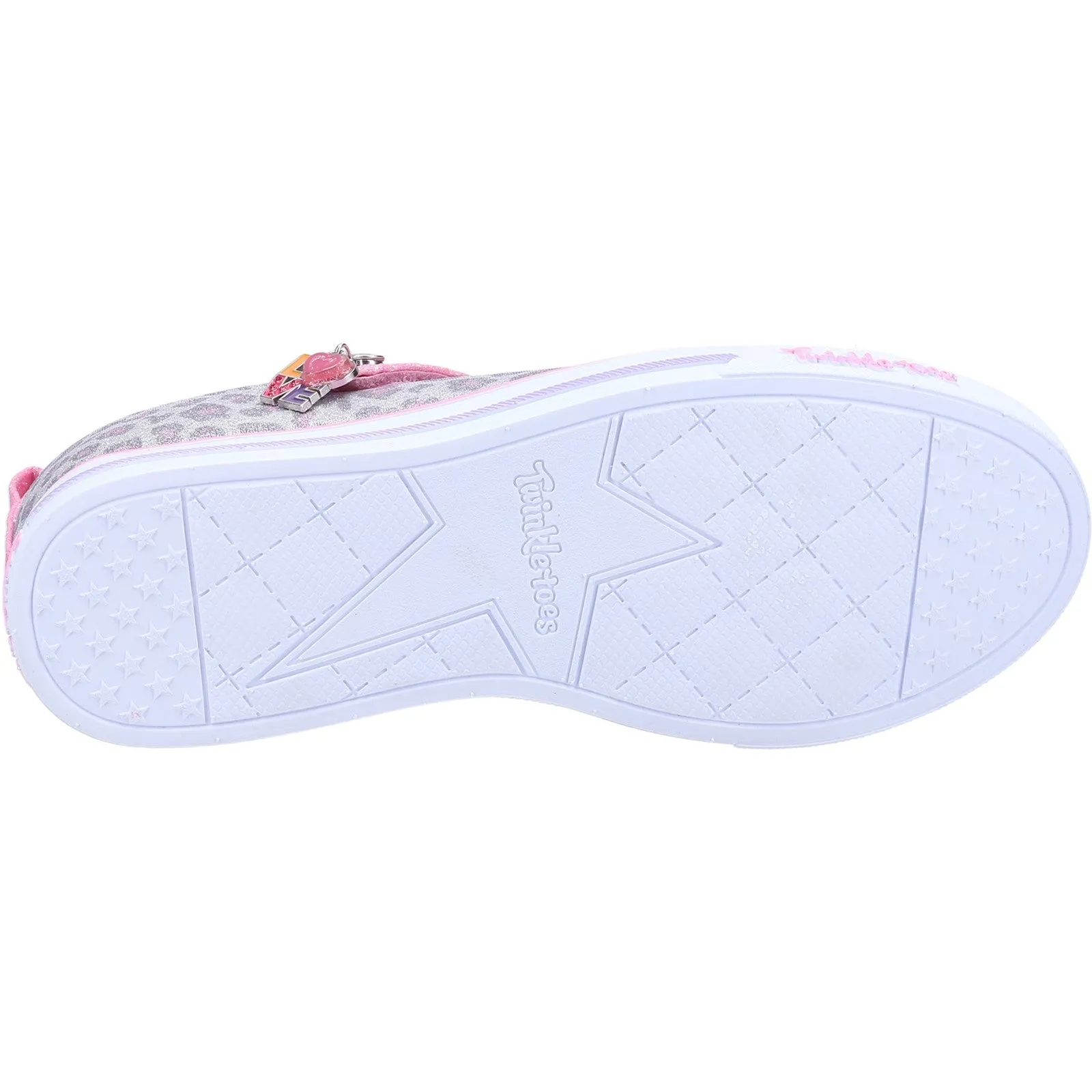 Skechers Girls Twinkle Toes Sparkle Lite Leopard Shines Light Up Trainers Grey