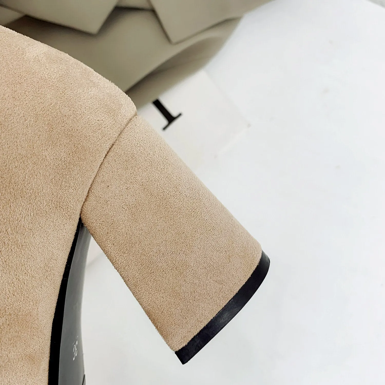 Solid color chunky heel short womens fashion boots