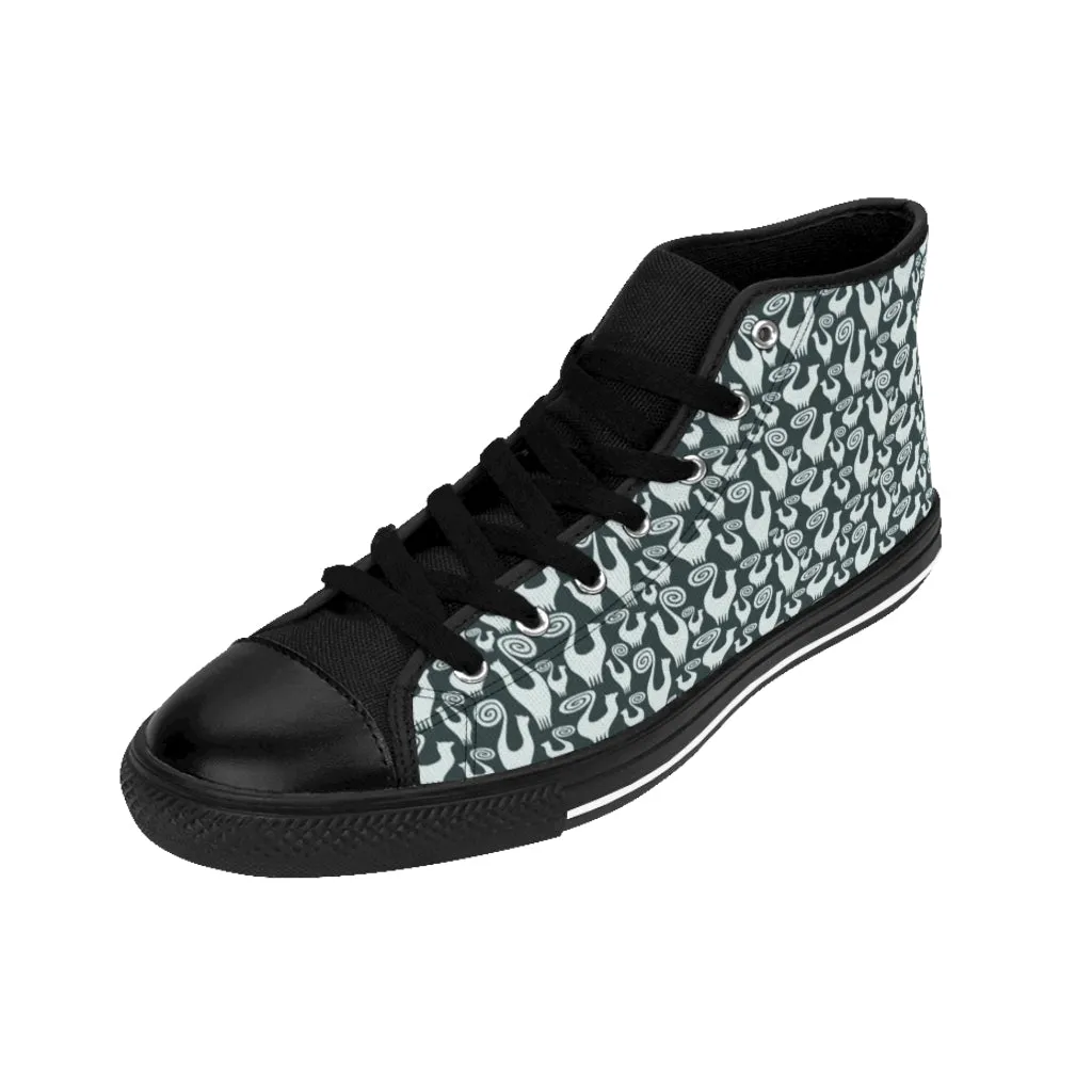 Steel Green Snooty Cats Women's High-top Sneakers