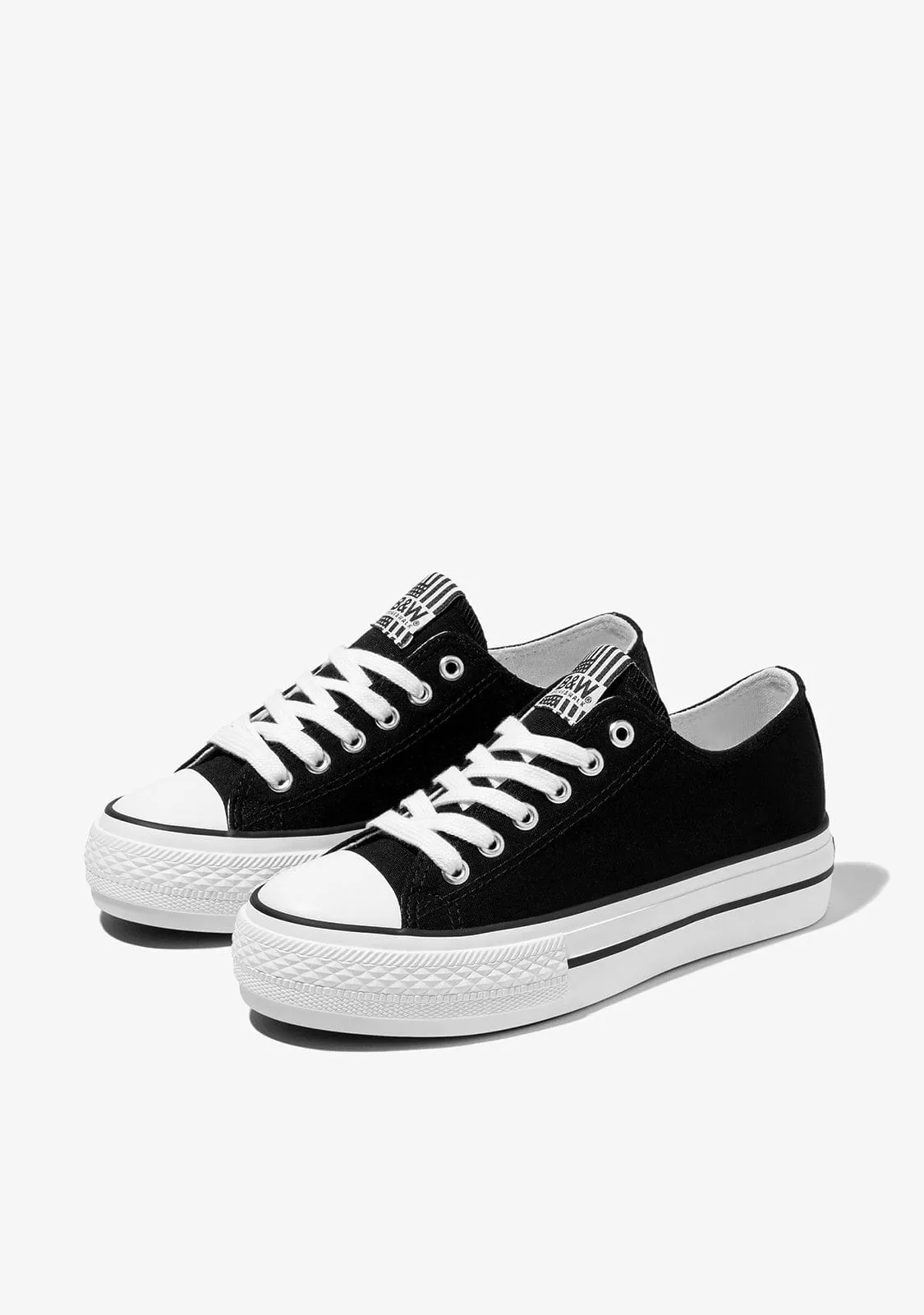 Unisex Black Basic Sneakers Canvas B&W
