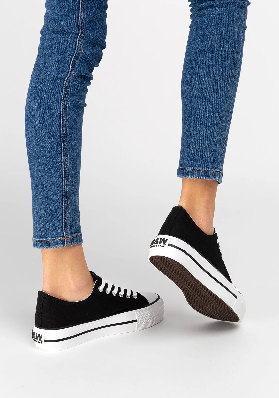 Unisex Black Basic Sneakers Canvas B&W