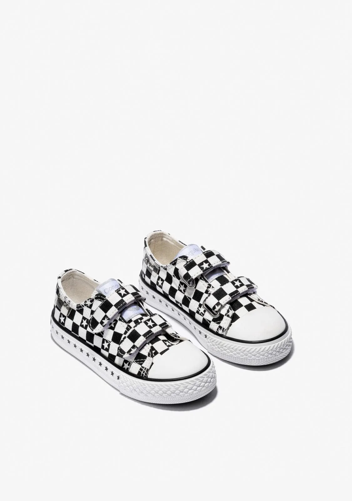 Unisex Black Squares Sneakers Canvas