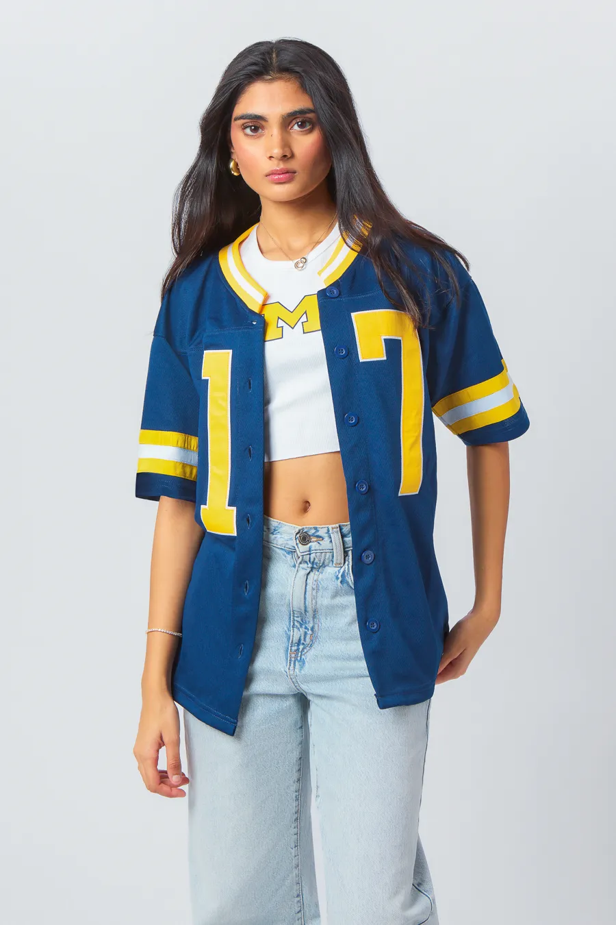 University of Michigan Button Down Football Jersey