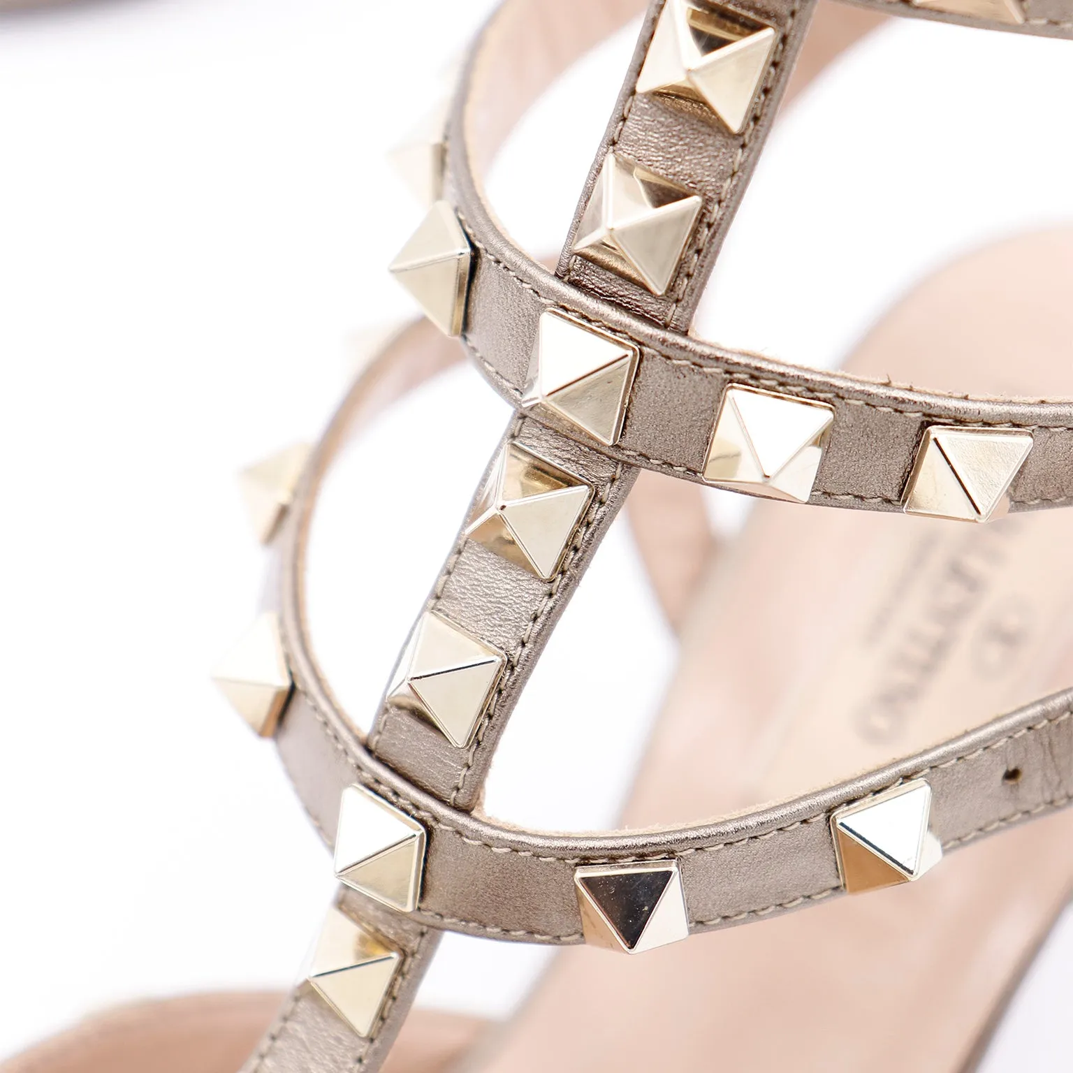Valentino Bronze Caged Rockstud Shoes W Original Box