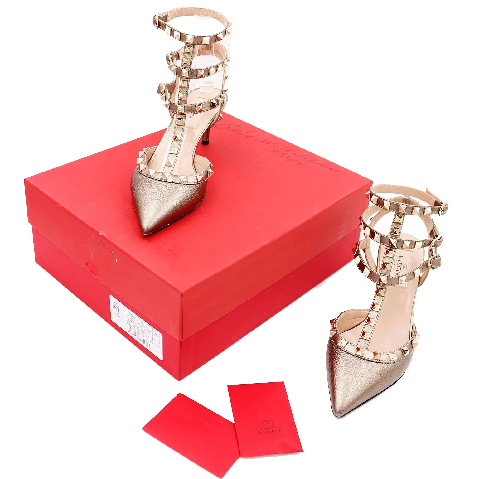 Valentino Bronze Caged Rockstud Shoes W Original Box
