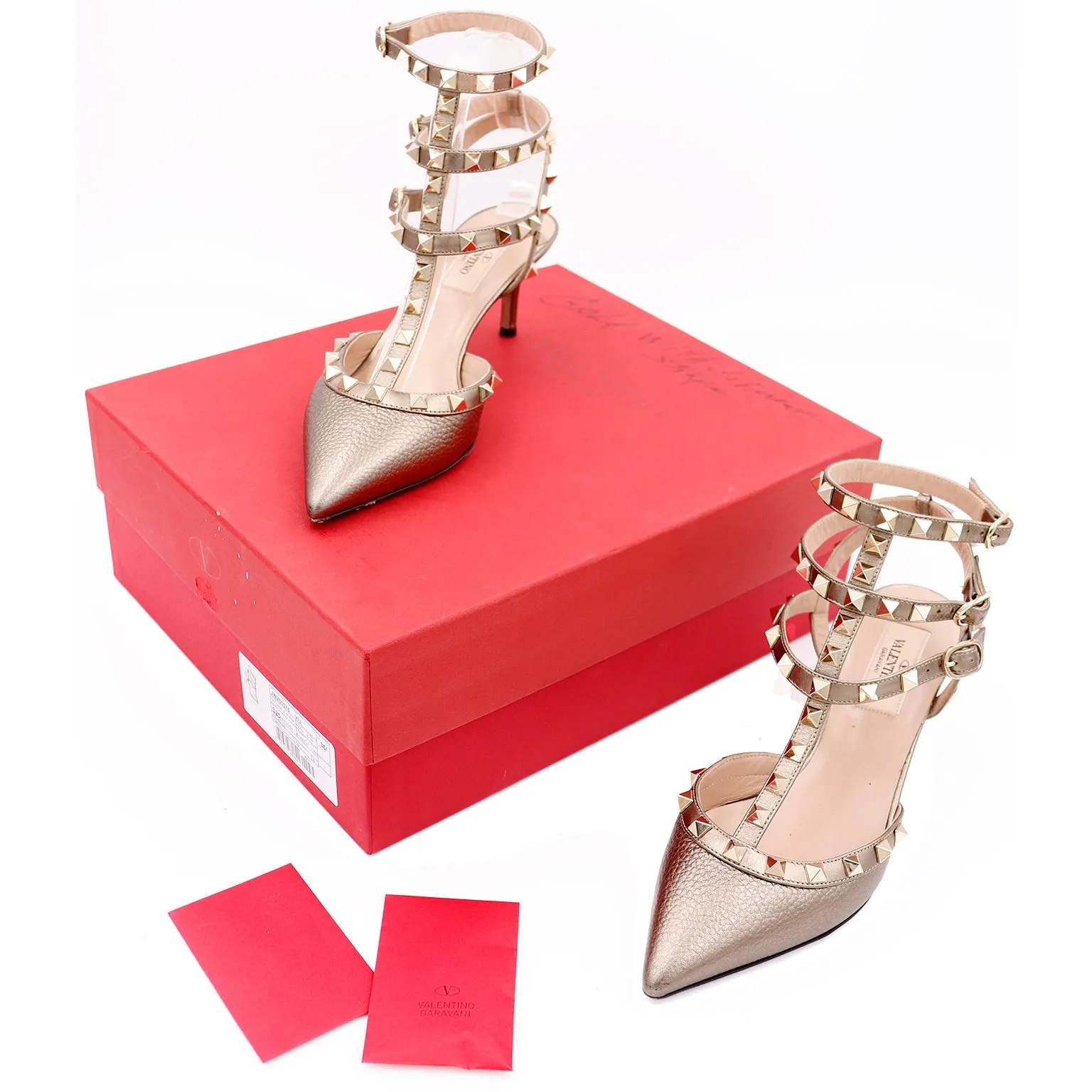Valentino Bronze Caged Rockstud Shoes W Original Box