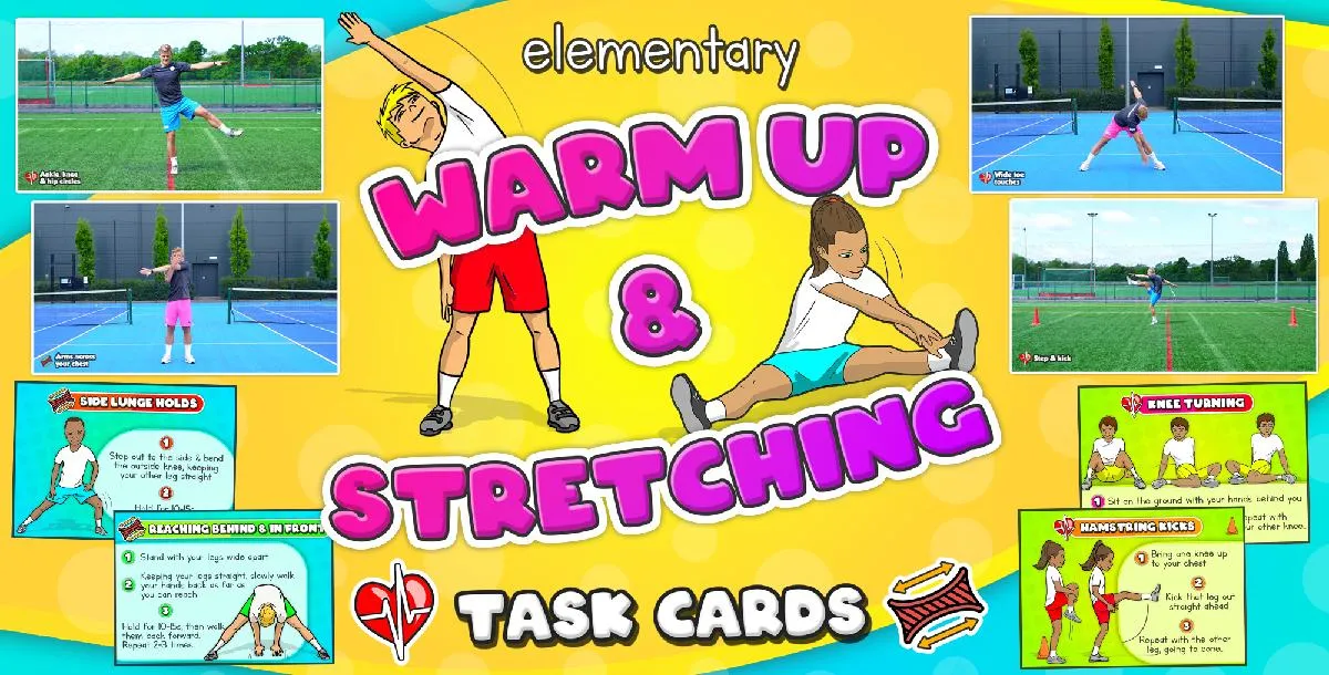 Warm & Stretching exercises - Individual tasks for PE ( printable cards)