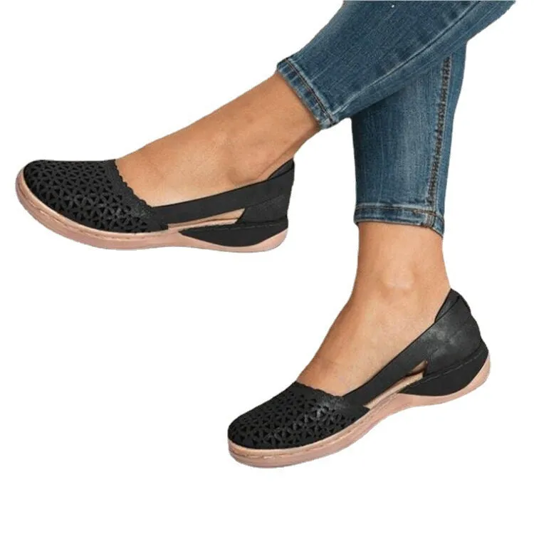 Women Casual Loafers Leatherette Closed Toe Flat Sandals