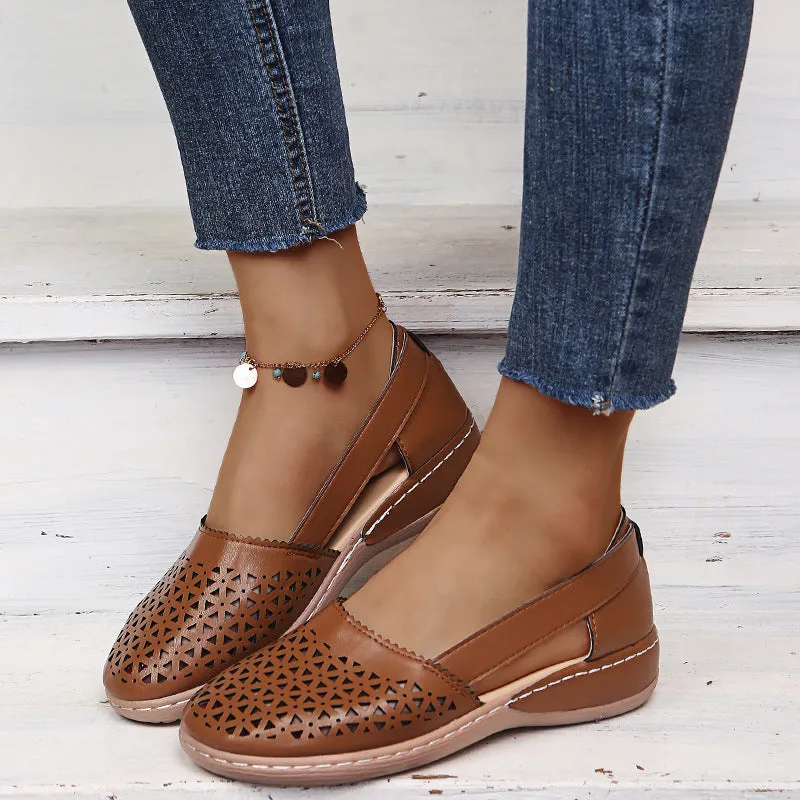 Women Casual Loafers Leatherette Closed Toe Flat Sandals