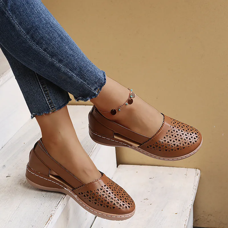 Women Casual Loafers Leatherette Closed Toe Flat Sandals