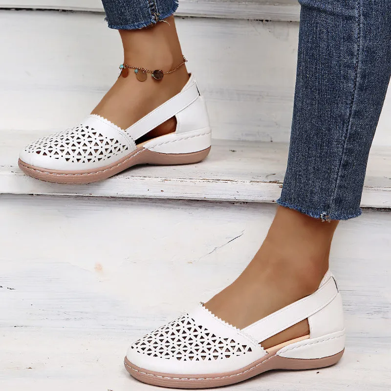 Women Casual Loafers Leatherette Closed Toe Flat Sandals