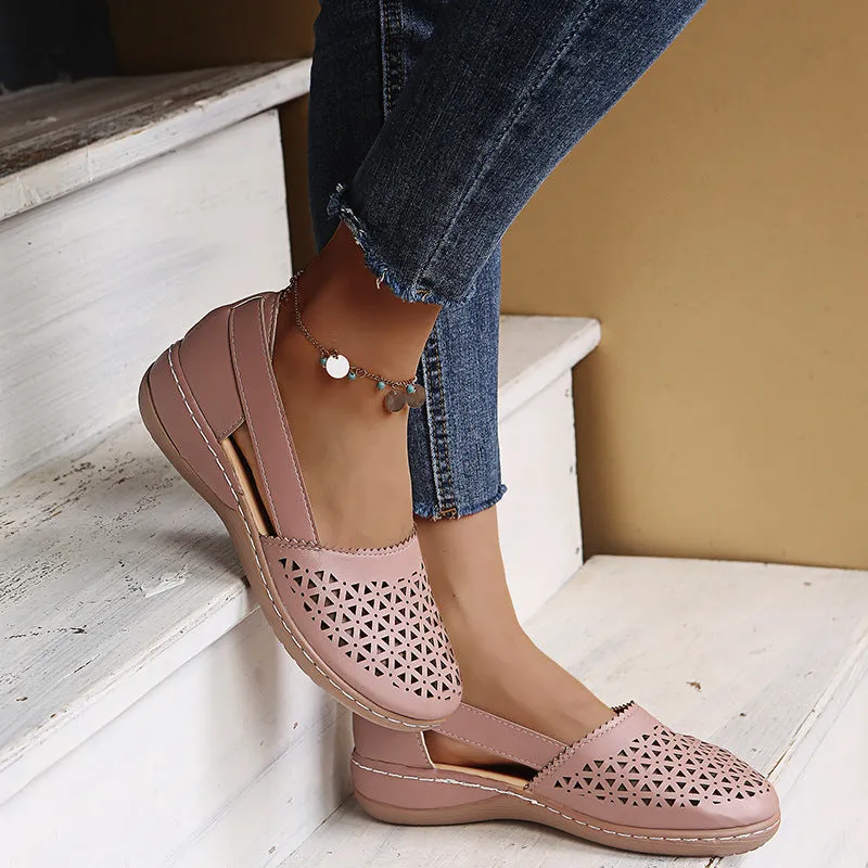 Women Casual Loafers Leatherette Closed Toe Flat Sandals