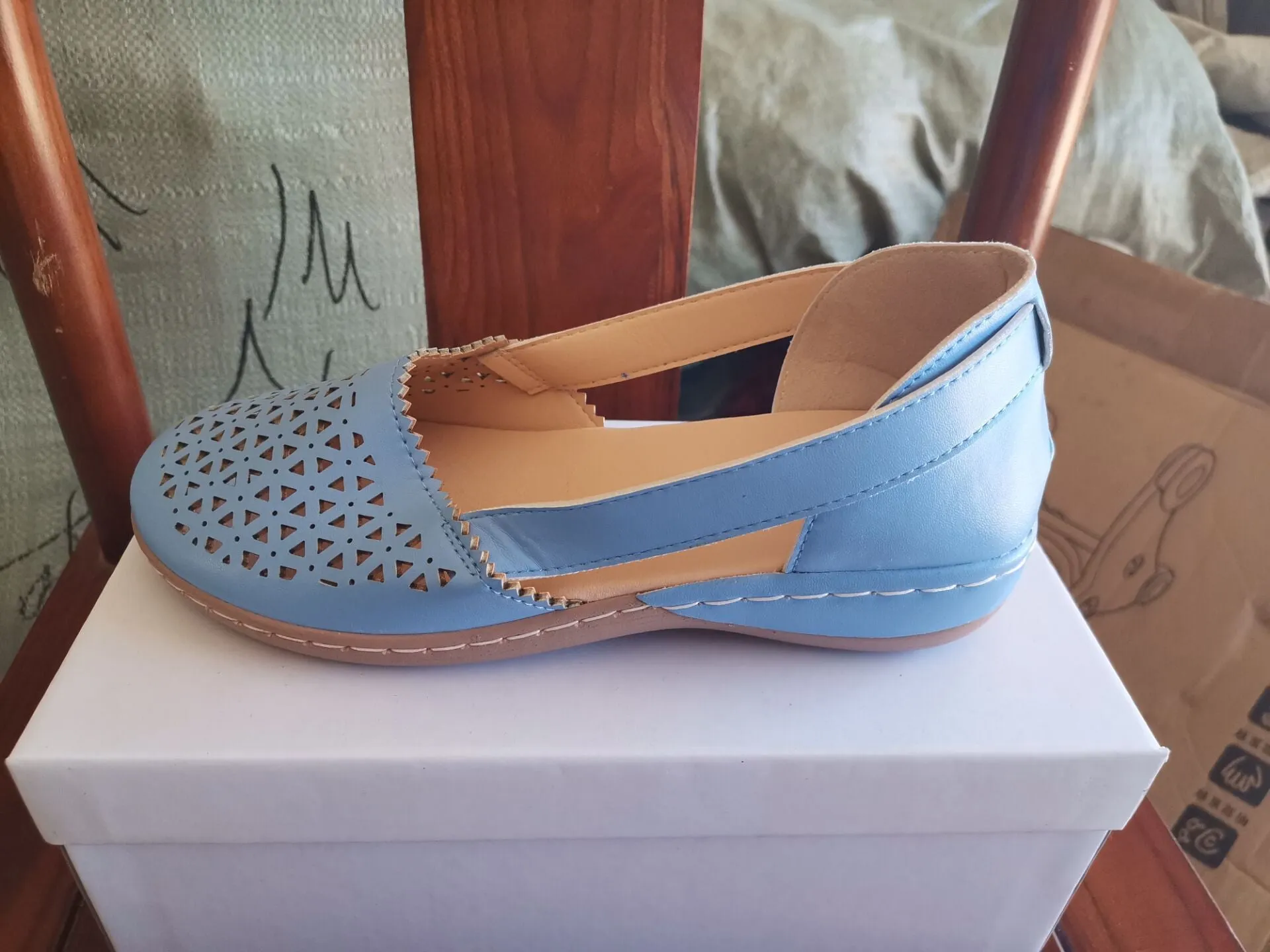 Women Casual Loafers Leatherette Closed Toe Flat Sandals