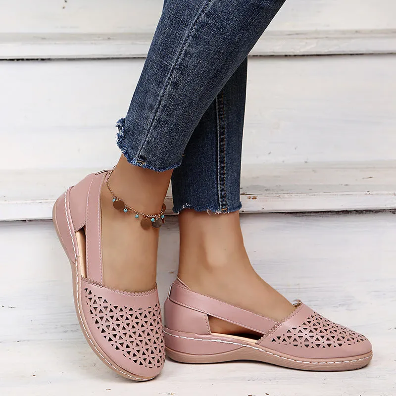 Women Casual Loafers Leatherette Closed Toe Flat Sandals