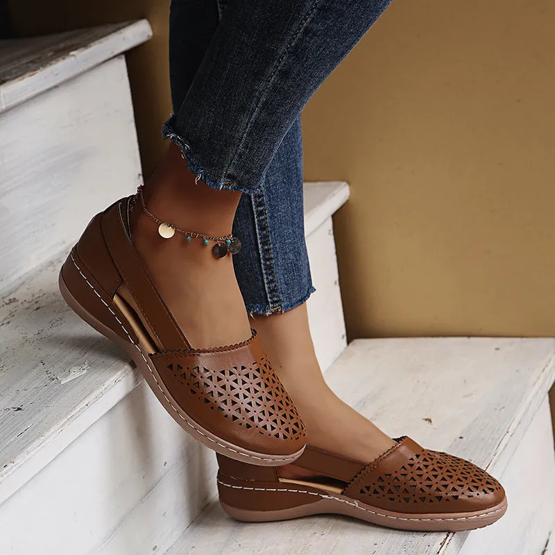 Women Casual Loafers Leatherette Closed Toe Flat Sandals