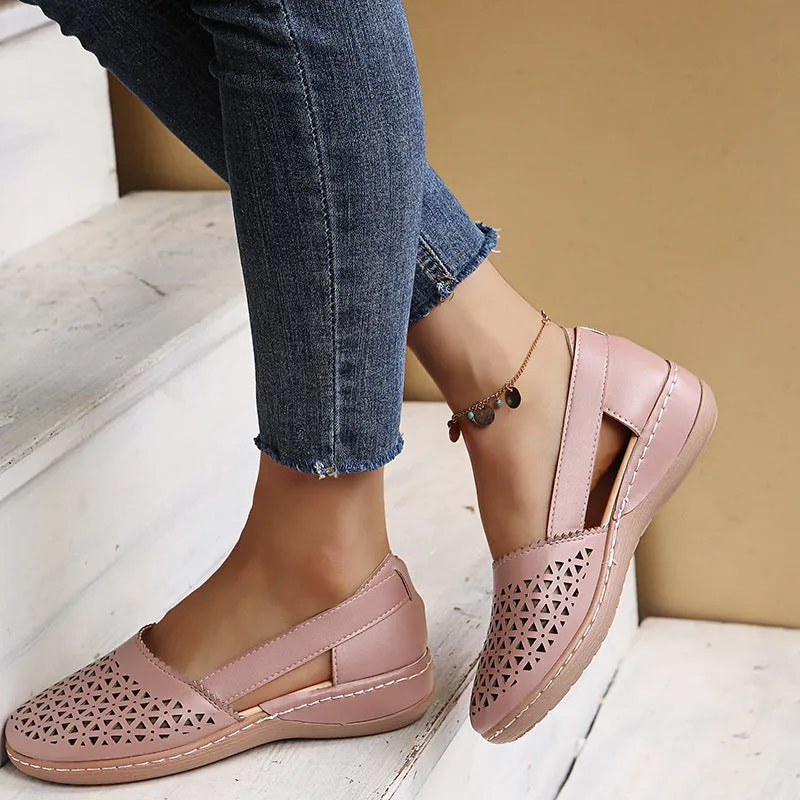 Women Casual Loafers Leatherette Closed Toe Flat Sandals