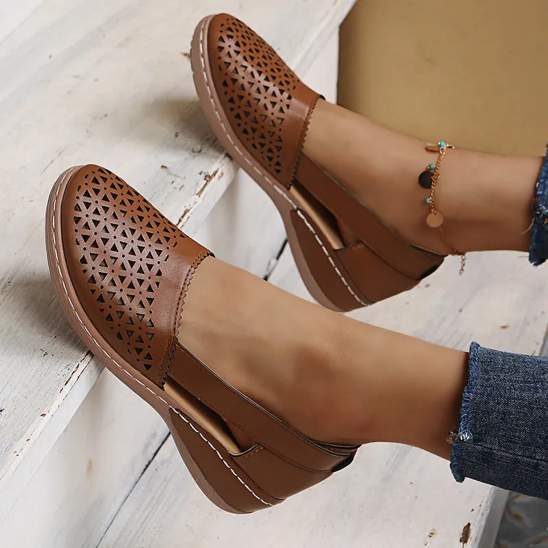 Women Casual Loafers Leatherette Closed Toe Flat Sandals