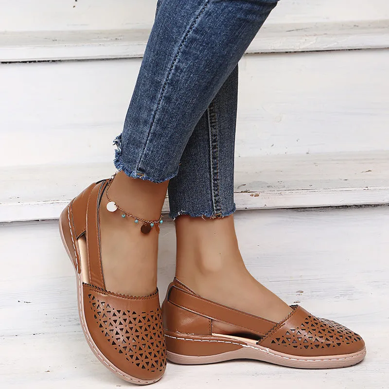 Women Casual Loafers Leatherette Closed Toe Flat Sandals