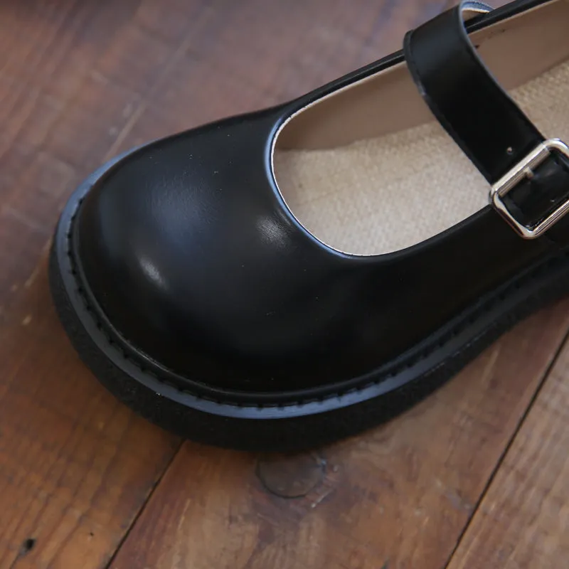 Women Retro Solid Buckled Casual Loafers
