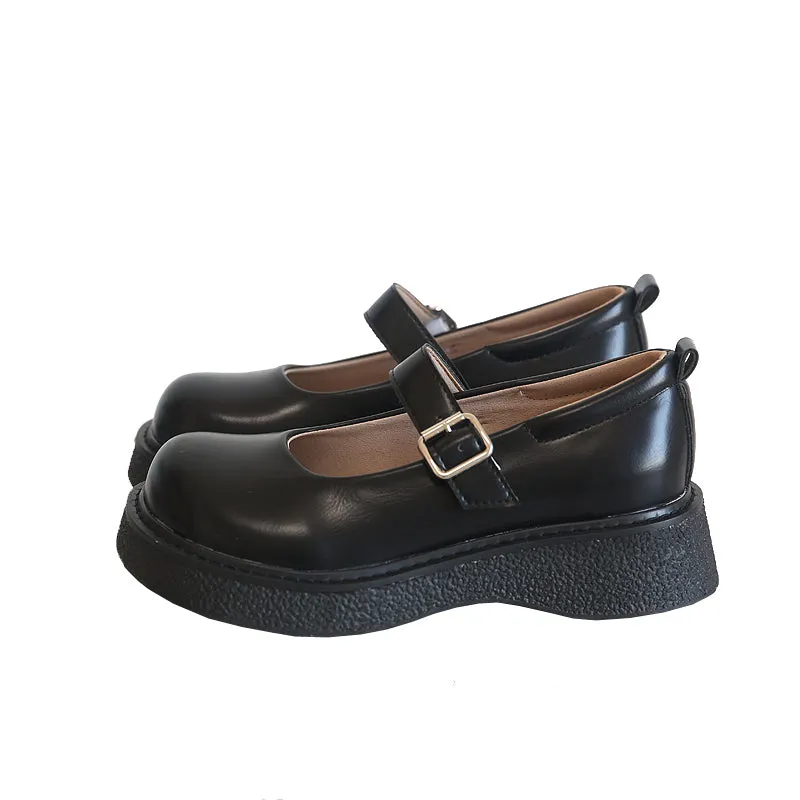Women Retro Solid Buckled Casual Loafers