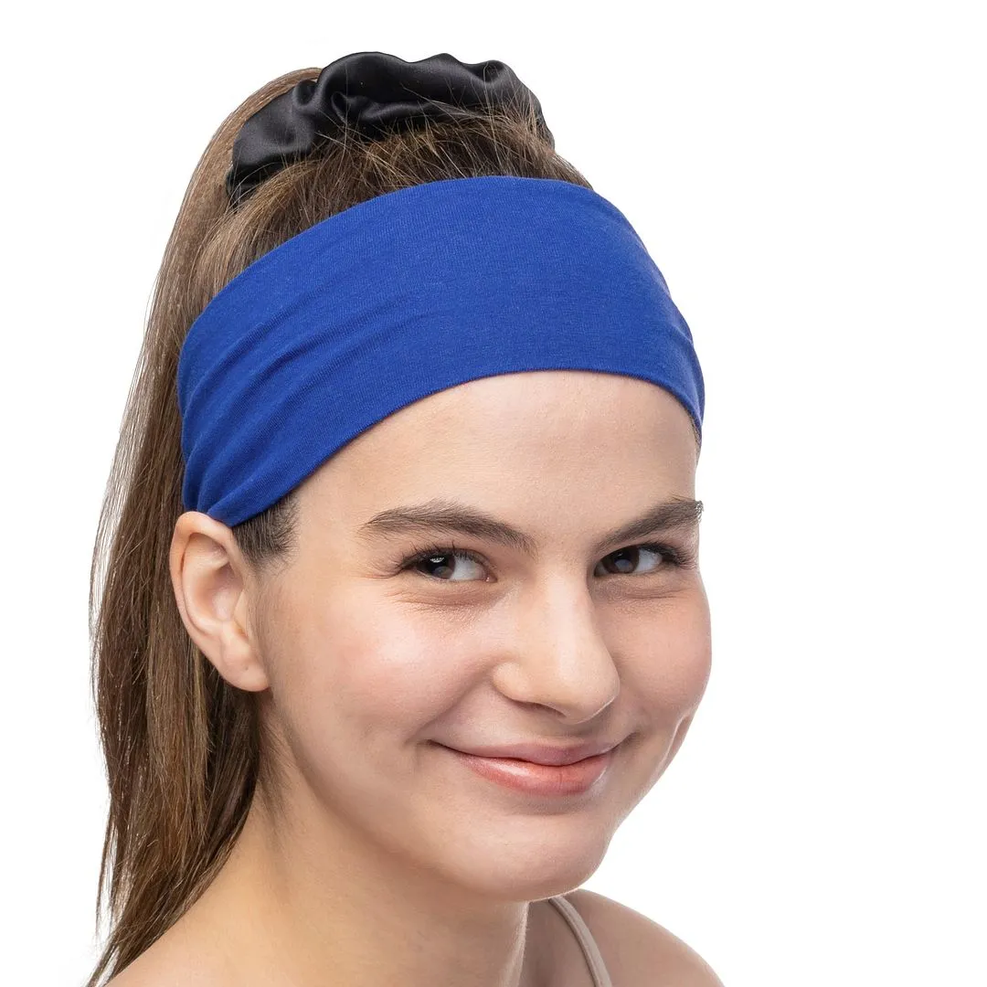 Women's Headbands Cotton Jersey 3" Wide Yoga Fitness Fashion Made in the USA Royal