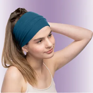 Women's Headbands Cotton Jersey 5" Wide Yoga Fitness Fashion Made in the USA Teal