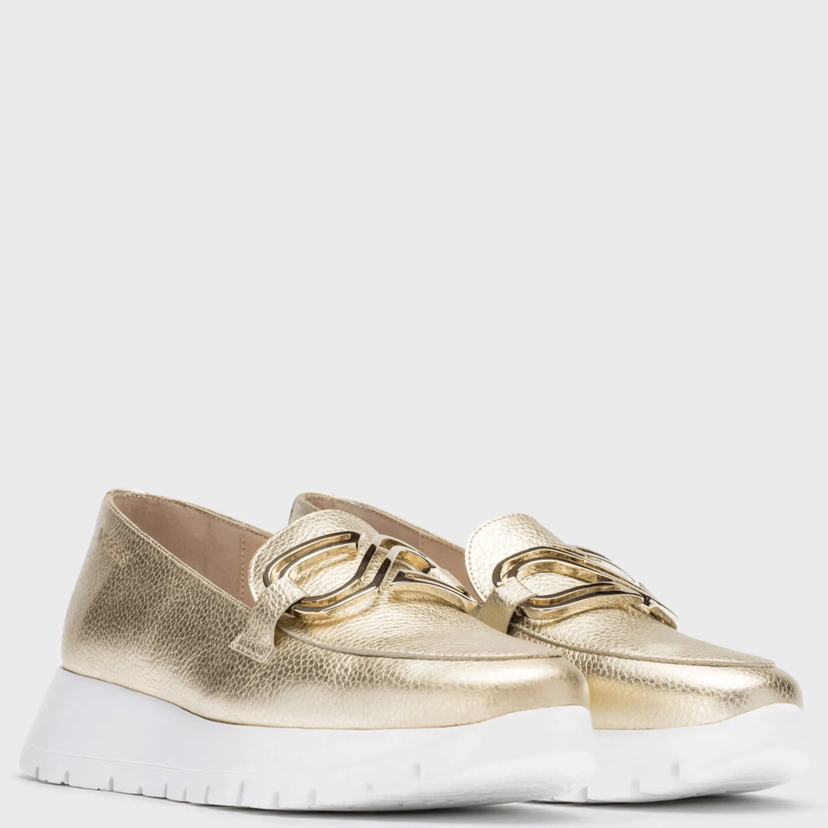 Wonders Gold Leather Slip On Shoes